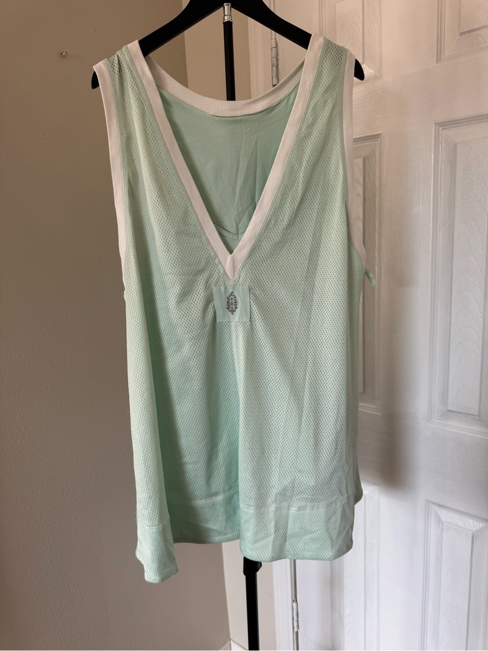 FP Movement by Free People Mint Green and White Mesh Tank